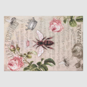 Papier Mousseline Queen Bee Rose de parfum français Bud Ad Vintage