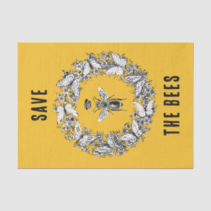 Papier Mousseline Queen Bee Sauvez les abeilles Papillon Wreath Jaun