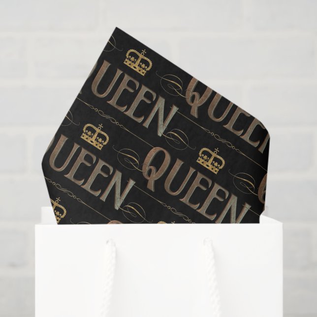 Papier Mousseline QUEEN Calligraphie Lettres - Elegant Rich Royal (Sac cadeau)