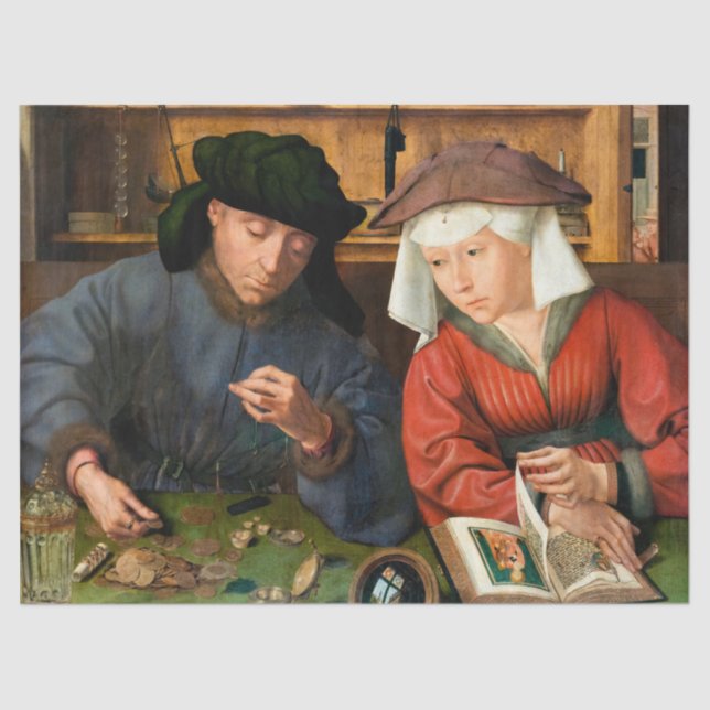 Papier Mousseline Quentin Matsys - Le Moneylender et sa femme (Recto)