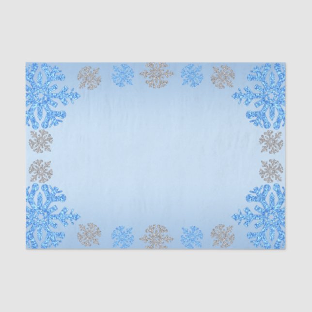 Papier Mousseline Quinceañera Ice Blue Silver Winter Snowflake (Recto)