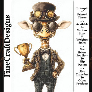 Papier Mousseline Quirky Steampunk Giraffe, Trophy Cup AU1 Découpage