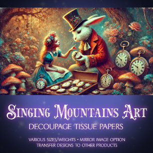 Papier Mousseline Rabbit et Alice Wonderland Forêt Magique Découpage