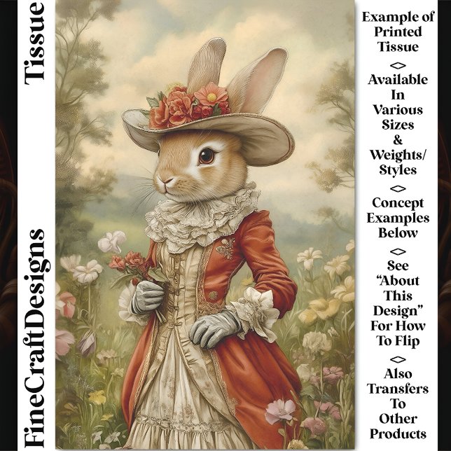 Papier Mousseline Rabbit, tenue Vintage, Campagne CL7 Découpage (Créateur téléchargé)