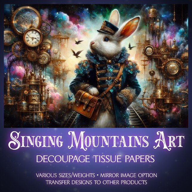 Papier Mousseline Rabbit Victorien Découpage Vintage Steampunk (Créateur téléchargé)