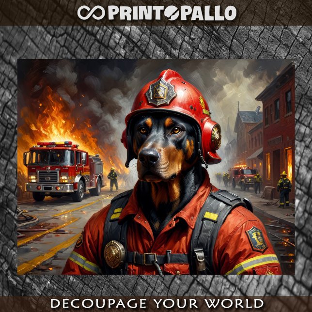 Papier Mousseline Race de chien Doberman comme sapeur-pompier (Créateur téléchargé)