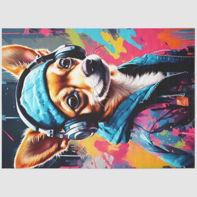 Papier Mousseline Rad Chihuahua avec Beanie et casque Découpage (Recto)