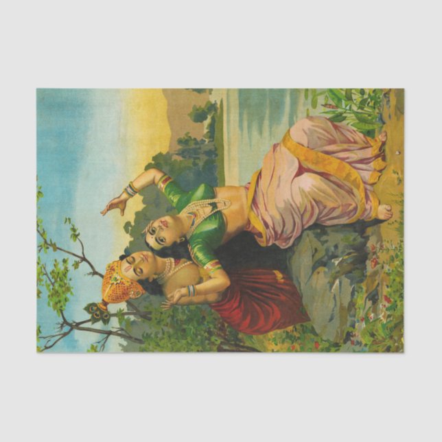Papier Mousseline Radha Bilas par Raja Ravi Varma (Recto)