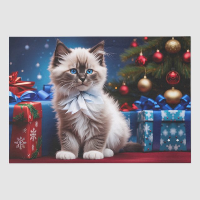 Papier Mousseline Ragdoll Kitten cadeau de Noël (Recto)