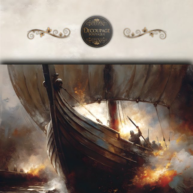 Papier Mousseline Raiders vikings en mer Découpage (Viking Raiders at Sea Decoupage Tissue Paper)