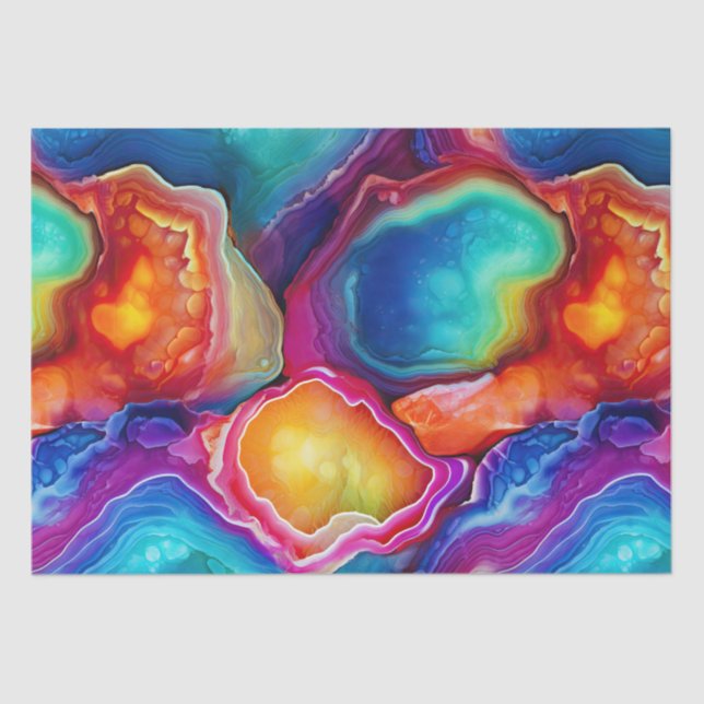 Papier Mousseline Rainbow Agate | Vibrant Abstract Stone Pattern (Recto)