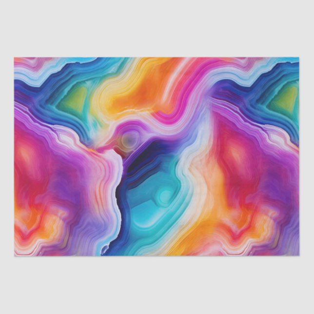 Papier Mousseline Rainbow Agate | Vibrant Abstract Stone Pattern (Recto)