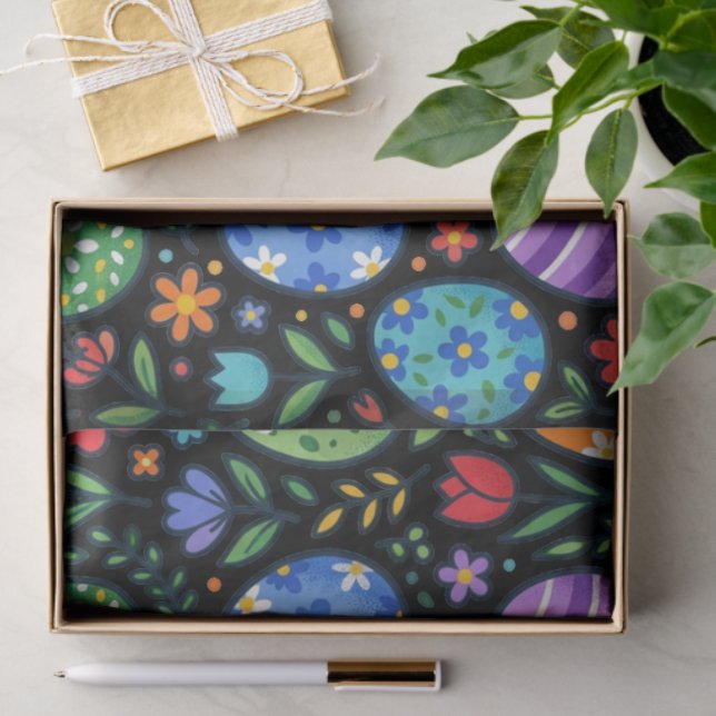 Papier Mousseline Rainbow Easter Eggs and Flowers (Cadeau)