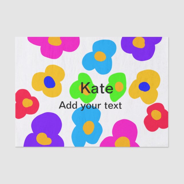 Papier Mousseline Rainbow flower pride amour ajouter nom texte lqbtq (Recto)