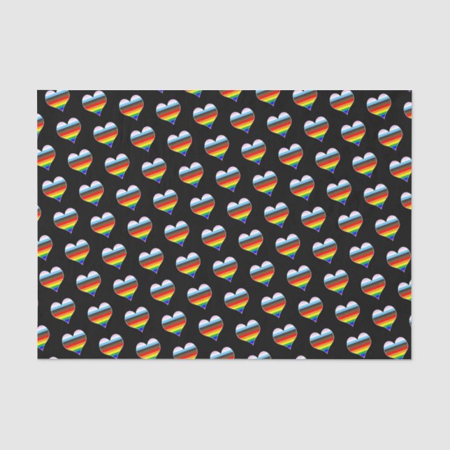 Papier Mousseline Rainbow Heart Motif (Recto)