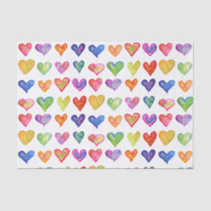 Papier Mousseline Rainbow Hearts 10lb Tissue Paper, blanc