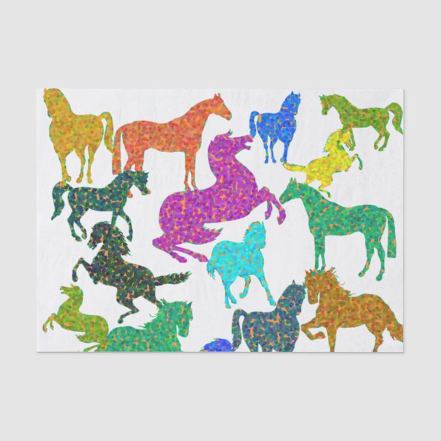 Papier Mousseline Rainbow Horses - "Dotty about Horses !" (Recto)