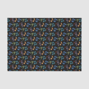 Papier Mousseline Rainbow Music Notes Tissue Paper -Black Arrière -