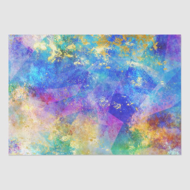 Papier Mousseline Rainbow Ombre et Gold Fire Opal Motif (Recto)