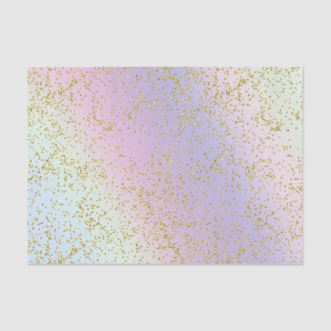Papier Mousseline Rainbow Pastel Gold Parties scintillant Imaginaire (Recto)