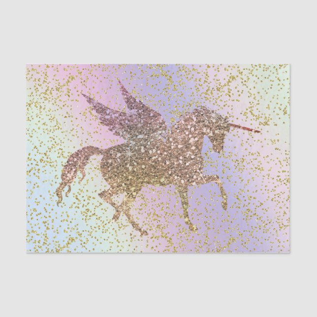 Papier Mousseline Rainbow Pastel Gold Parties scintillant Unicorn An (Recto)