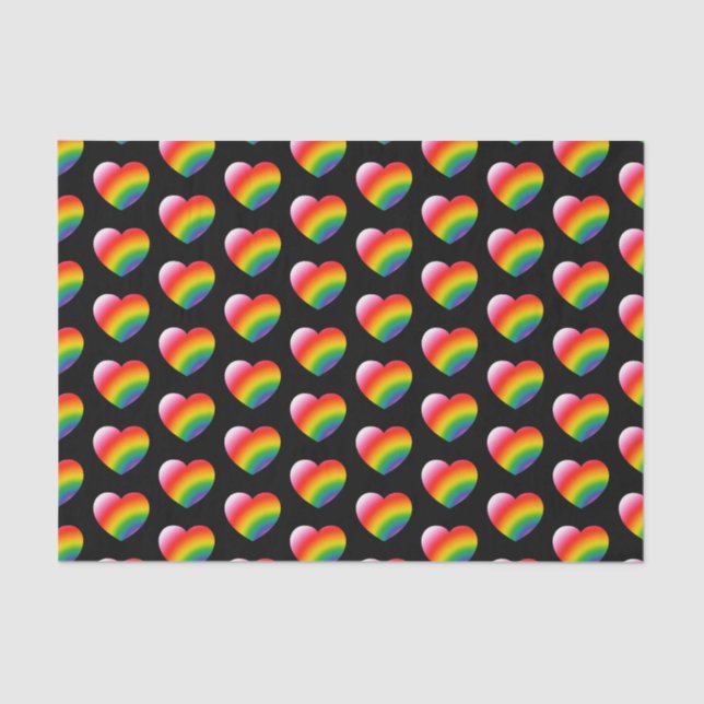 Papier Mousseline Rainbow Pride Gradient Hearts Motif (Recto)