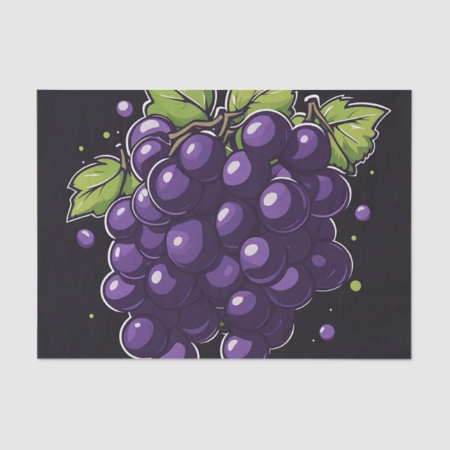 Papier Mousseline Raisin simple avec Feuilles (Recto)