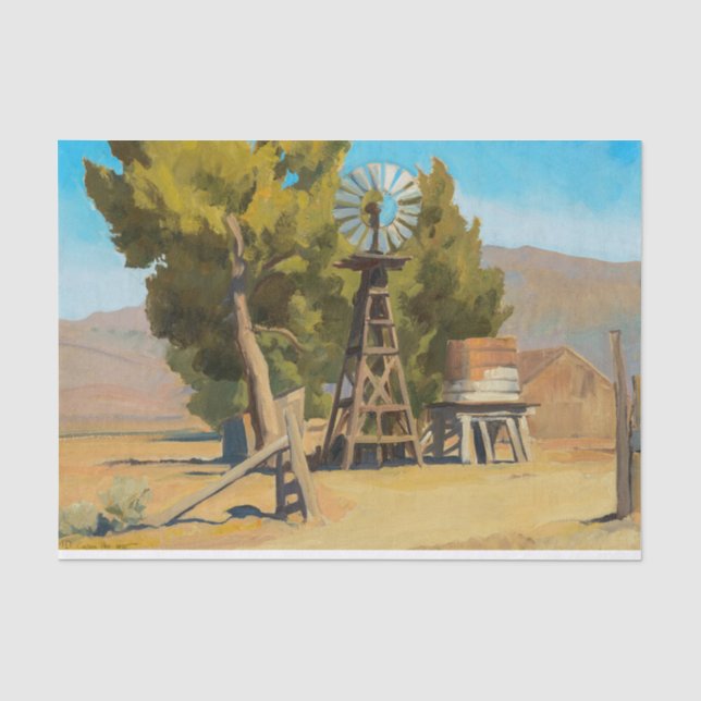 Papier Mousseline Ranch Windmill, Carson, Nevada par Maynard Dixon (Recto)