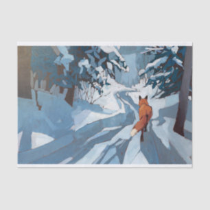 Papier Mousseline Randonnée d'hiver à la maison, renard solitaire ne