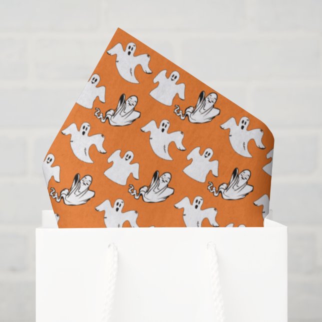 Papier Mousseline Rangées De Fantômes Volants Halloween (Sac cadeau)