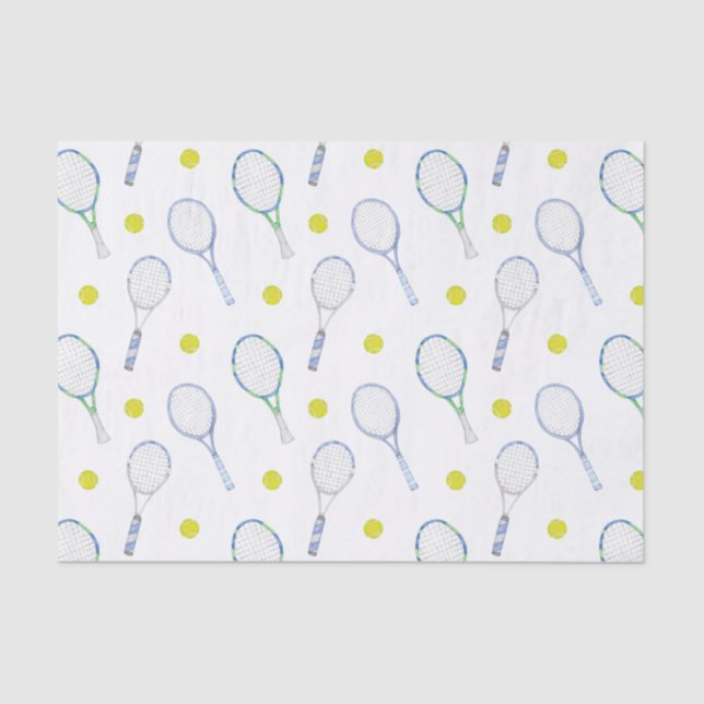 Papier Mousseline Raquettes de tennis bleu aquarelle (Recto)