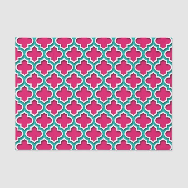 Papier Mousseline Raspberry Teal White Moroccan (Recto)