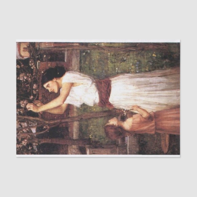 Papier Mousseline Rassembler les fleurs d'amandes par J W Waterhouse (Recto)