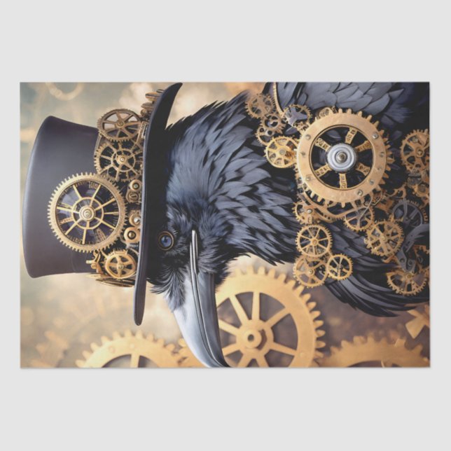Papier Mousseline Raven Steampunk Art (Recto)