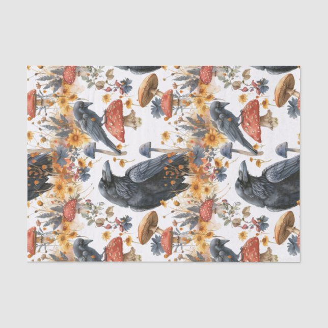 Papier Mousseline Ravens Toadstools Champignons Bois (Recto)