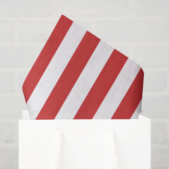 Papier Mousseline Rayé rouge et blanc  (Sac cadeau)
