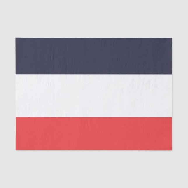Papier Mousseline Rayo bleu blanc et rouge rayé (Recto)