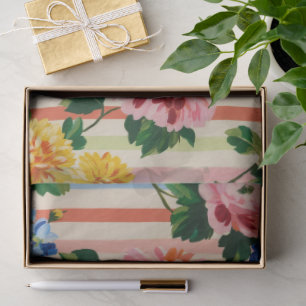 Papier Mousseline Rayure florale vintage