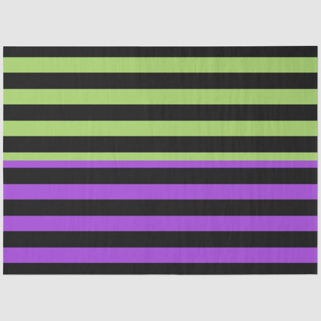 Papier Mousseline Rayure Halloween Vert Violet & Noir (Recto)