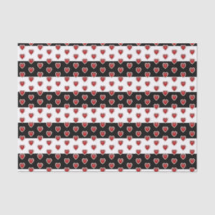 Papier Mousseline Rayure noire et blanche avec les coeurs