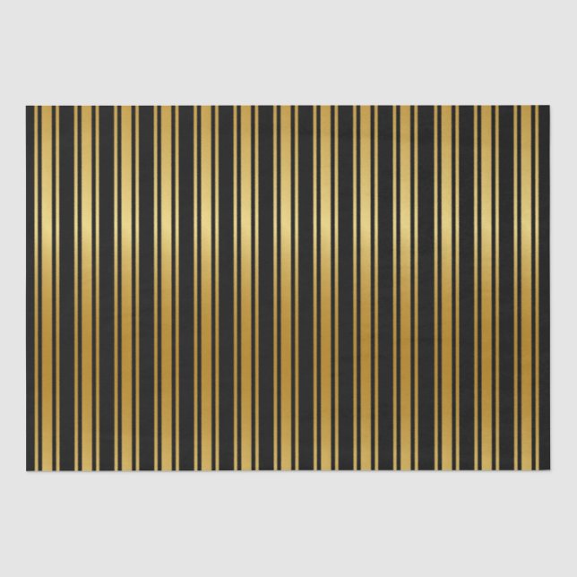 Papier Mousseline Rayure noire et or (Recto)
