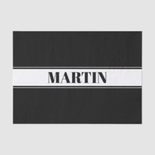 Papier Mousseline Rayure personnalisée noir et blanc