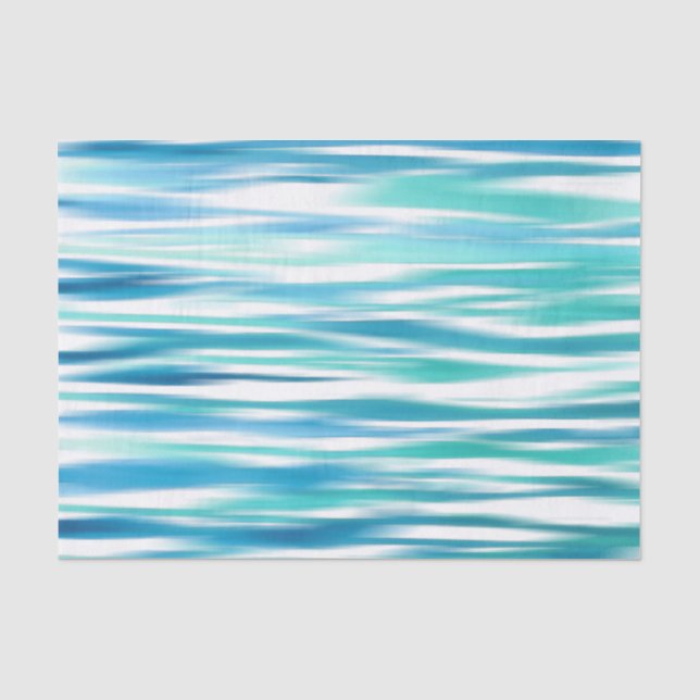 Papier Mousseline Rayures Abstraites Aqua Turquoise (Recto)