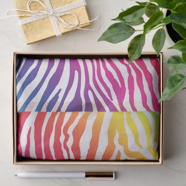 Papier Mousseline Rayures arc-en-ciel (Cadeau)