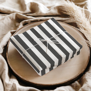Papier Mousseline Rayures blanches et grises foncées de style vintag