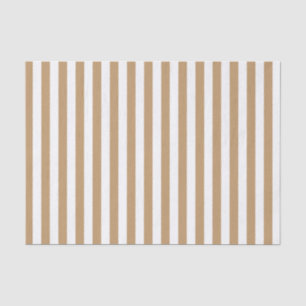 Papier Mousseline Rayures blanches et marron chameau