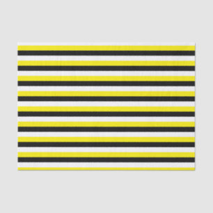 Papier Mousseline Rayures blanches noires jaunes