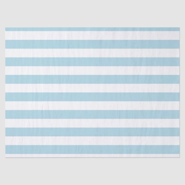 Papier Mousseline Rayures Bleu Clair et Blanc (Recto)