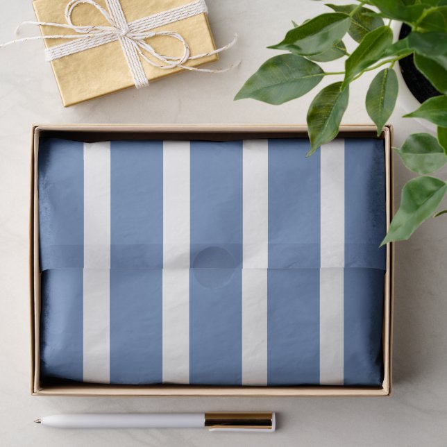 Papier Mousseline Rayures bleues  (Cadeau)
