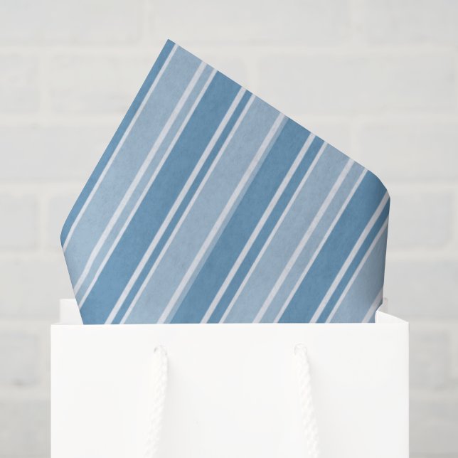 Papier Mousseline Rayures Bleues Candy (Sac cadeau)